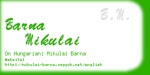 barna mikulai business card